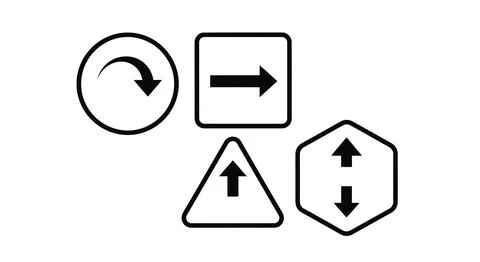 Black and white traffic direction arrows road signs Stock-Illustration