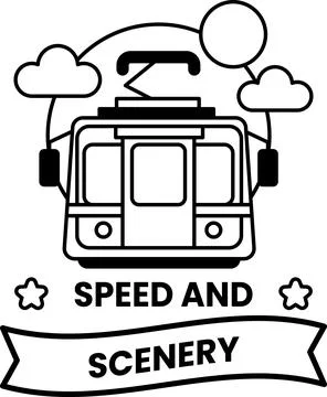 A black and white train with a sky in the background Stock Illustration