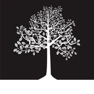 Black and white tree Illustrazione stock