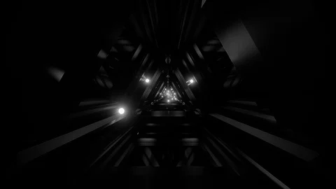 Black and white triangle abstract corridor. Sci-fi concept. Video stock 125389351
