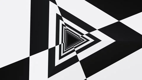 Black and white triangle hypnotic optical illusion tunnel loop animation Stock Footage 278693271