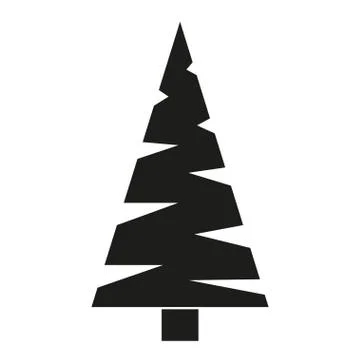 Black and white triangular fir tree silhouette Stock Illustration