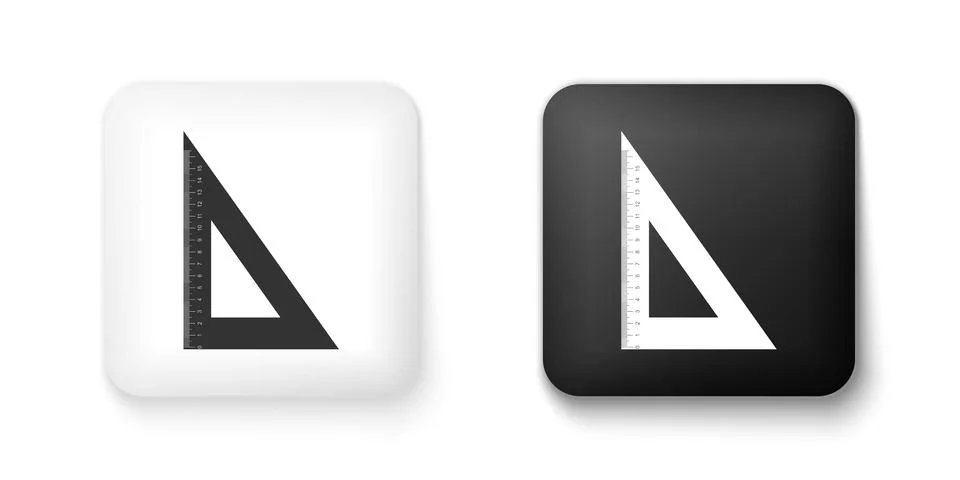 Black and white Triangular ruler icon isolated on white background. Straightedge 스톡 일러스트