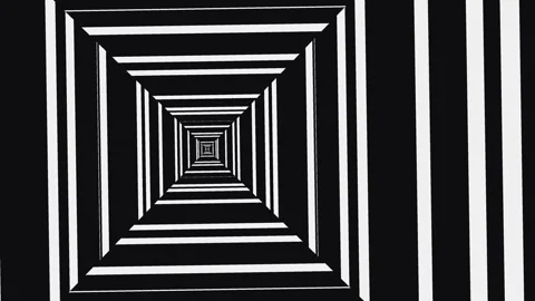 Black and white tunnel effect with layered lines moving Stock Footage 339592728