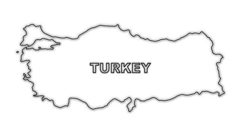 Black and White Turkey Map Outline Minimalist Monochrome Illustration Illustrazione stock