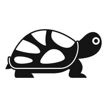 Black and white turtle walking side view icon Stock Illustration