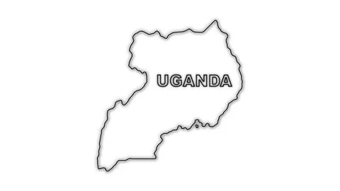 Black and White Uganda Map Outline Minimalist Monochrome Illustration Stock Illustration