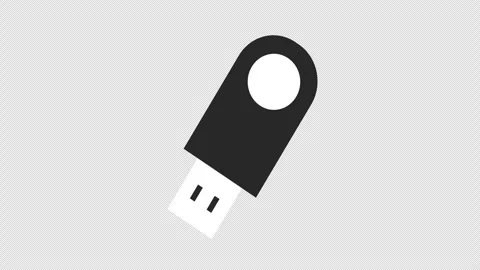 A black and white usb drive icon concept loop animation video with alpha ch.. Video stock 266089393