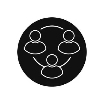Black and white user line art chain icon vector illustration Stock Illustration