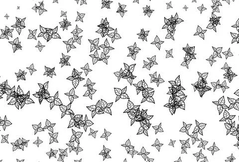 Black and White vector doodle pattern with leaves. Stock Illustration