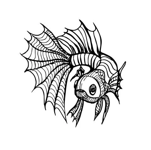 Black and white vector drawing of a fish. Tattoo on a marine theme. Stock Illustration