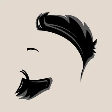 Black and white vector face with hairstyle and beard Stock Illustration