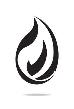 Black and white vector fire design in outline style for logo, emblem or tatto イラスト素材