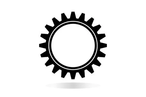 Black And White Vector Flat Icon Of  Machine Cogwheel. Gear Wheel, Cog. Stock Illustration