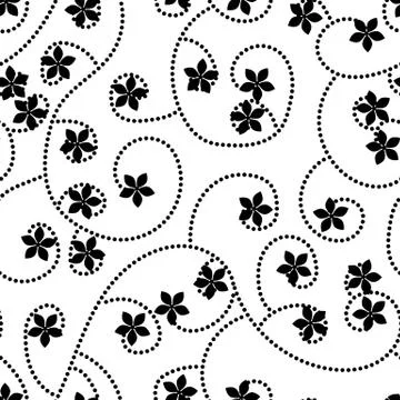 Black and White Vector Flower Pattern Illustrazione stock