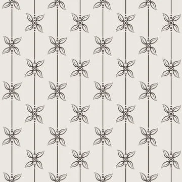 Black and White Vector Flower Pattern Stock Illustration