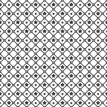 Black and White Vector Flower Pattern Illustrazione stock