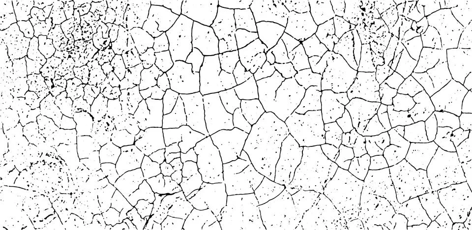 A black and white vector  of a grange cracked land, vintage broken w Stock Illustration