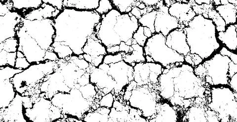 A black and white vector  of a grange cracked land, vintage broken w Illustrazione stock