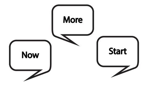 Black and white vector graphic illustration of three speech bubbles with the Stock Illustration