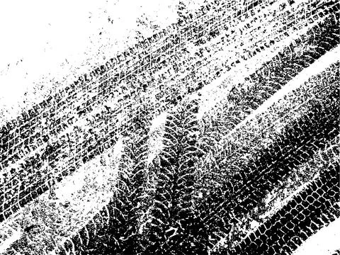 Black and white vector grunge background with texture of tire tracks Stock Illustration