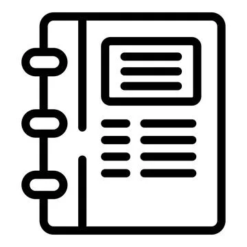 Black and white vector icon of a spiralbound notepad, ideal for officerelated Illustrazione stock