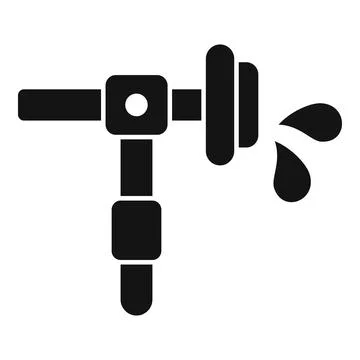 Black and white vector icon of a dripping tap, symbolizing water waste Stock Illustration