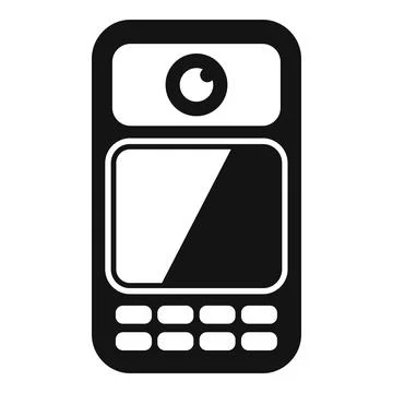 Black and white vector icon of an oldfashioned mobile phone with buttons Illustrazione stock