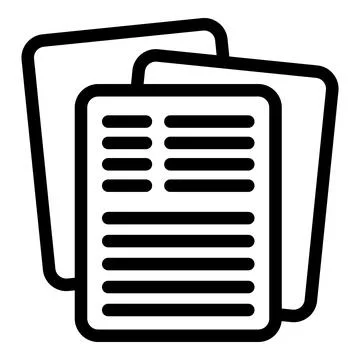 Black and white vector icon depicting multiple stacked documents, symbolizing Illustrazione stock