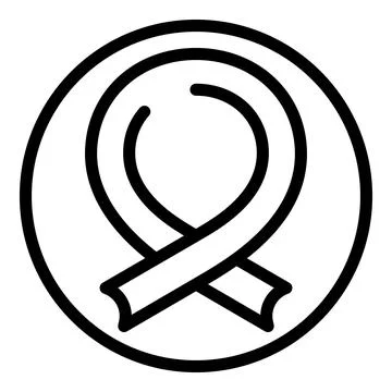 Black and white vector icon of a looped ribbon, symbolizing support and Stock Illustration
