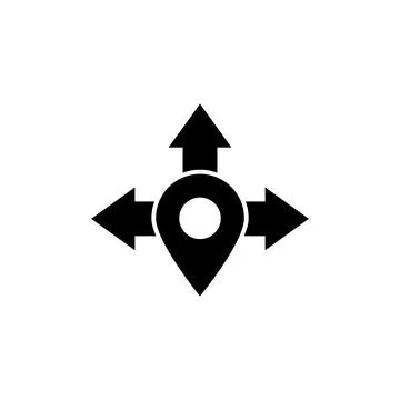 A black and white vector icon of an arrow pointing to the right with a smal.. Stock Illustration