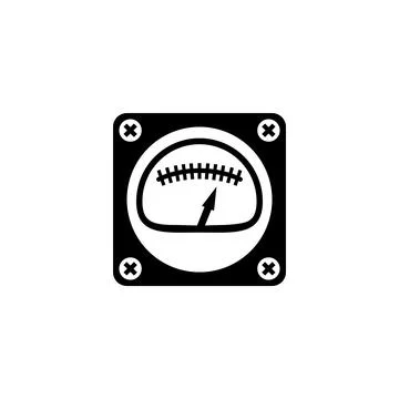 Black and white vector icon of a voltage sensor, perfect for apps and inter.. Stock Illustration