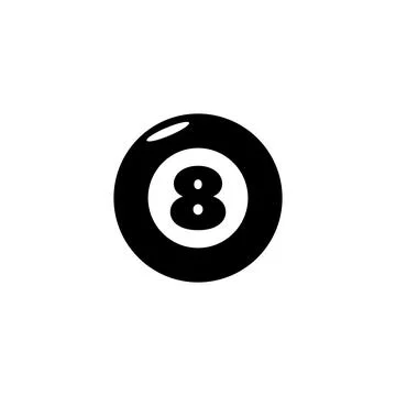 Black and white vector icon of a billiard ball number 8 Stock Illustration