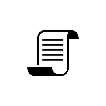 Black and white vector icon of a curled paper document, ideal for business .. 库存插图