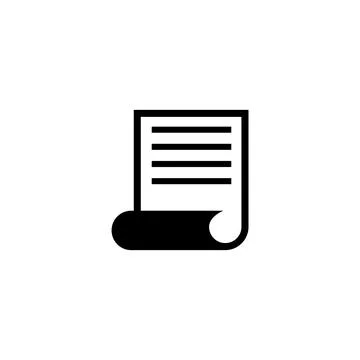 Black and white vector icon depicting a scrolled document or certificate 스톡 일러스트