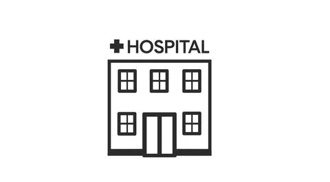 Black and White Vector Icon of Hospital Building Illustrazione stock