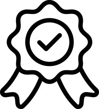 Black and white vector icon of a quality seal with a checkmark symbol repre.. Stock-Illustration