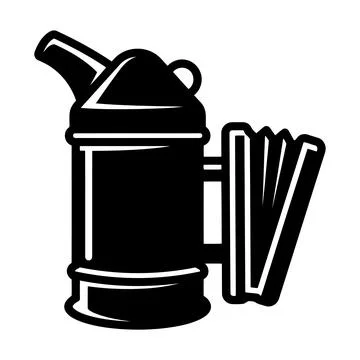Black and white vector icon of a bee smoker tool used for beekeeping tasks .. Ilustração Stock