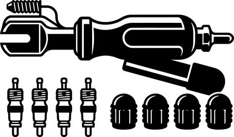 Black and white vector icon illustration of automotive tire repair tool wit.. Stock Illustration