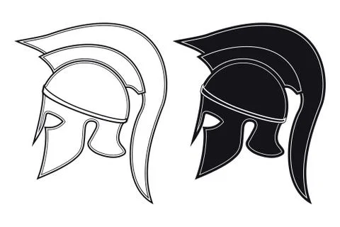 Black and White Vector Illustration of a Side Silhouette on Ancient Greek W.. Stock Illustration
