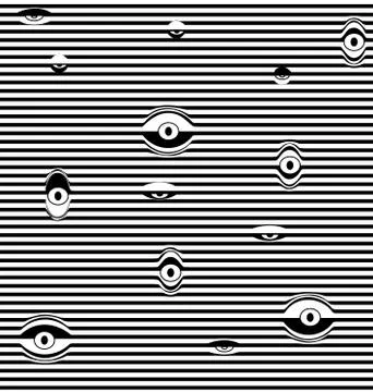 Black and white vector illustration abstract lines with eyes Stock Illustration