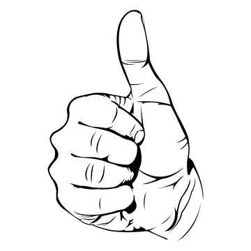 Black and white vector illustration of thumbs up symbol Stock Illustration