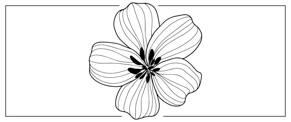 Black and white vector illustration of a flower Stock Illustration