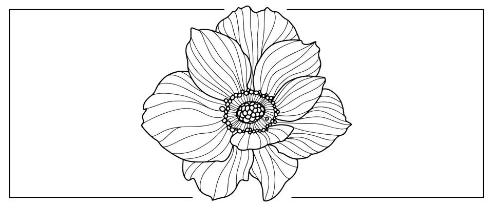 Black and white vector illustration of a flower Stock Illustration