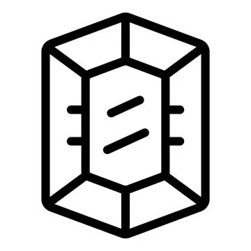 Black and white vector illustration of a threedimensional prism icon Stock Illustration