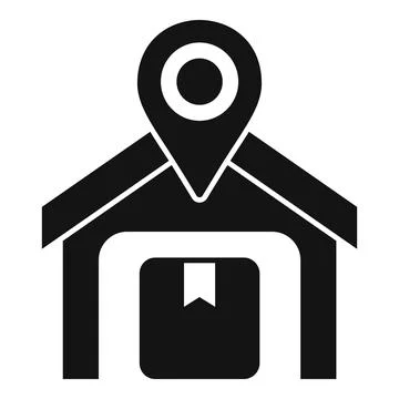 Black and white vector illustration of a location pin over a simple house Ilustração Stock