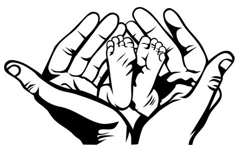 Black and white vector illustration showing a mother's love for her child Stock Illustration