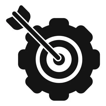 Black and white vector illustration of a dart in the center of a gear Stock Illustration