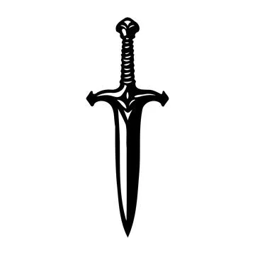 Black and white vector illustration of a fantasy dagger Stock Illustration