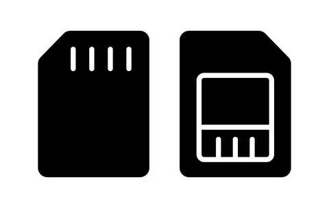 Black and White Vector Illustration of Micro SD Card with No Background Illustrazione stock